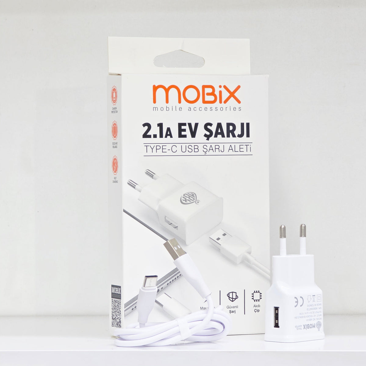 ( 5 adet ) 2.1A Usb çıkışlı ve 1 metre kablo şarj seti MBX