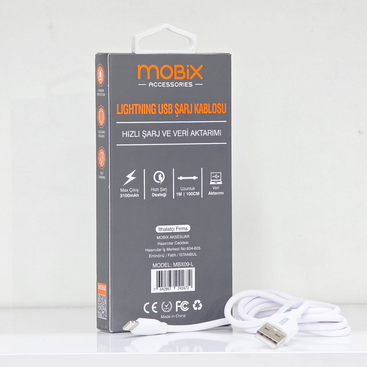 ( 10 adet ) 3.1A Usb şarj ve veri aktarım kablo 1 metre MBX