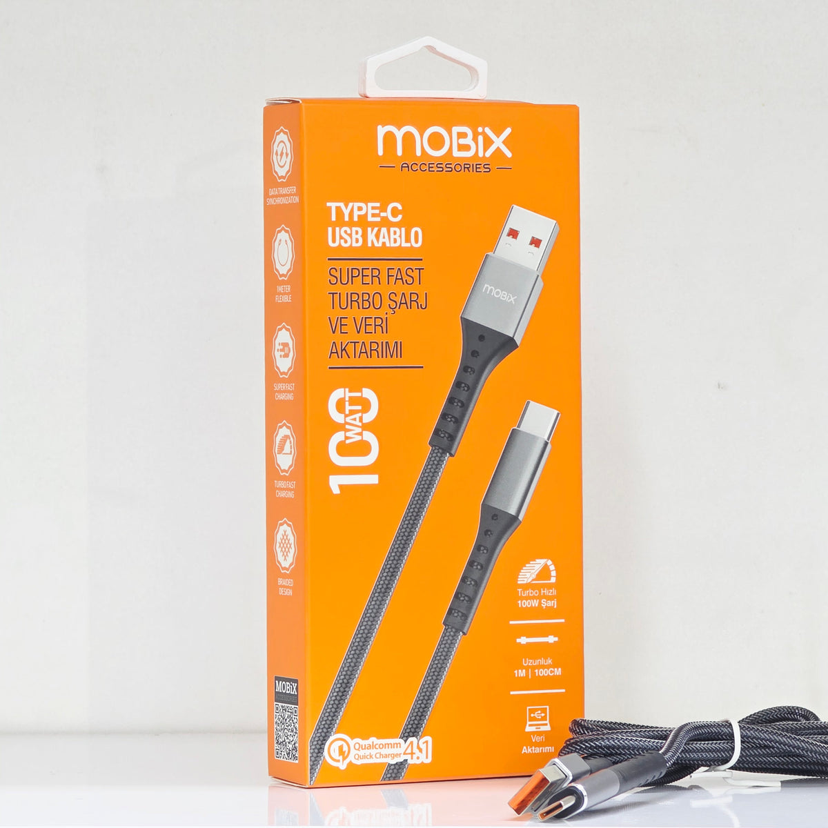 ( 10 adet ) 100W hızlı şarj ve veri aktarım kablosu 1metre MBX