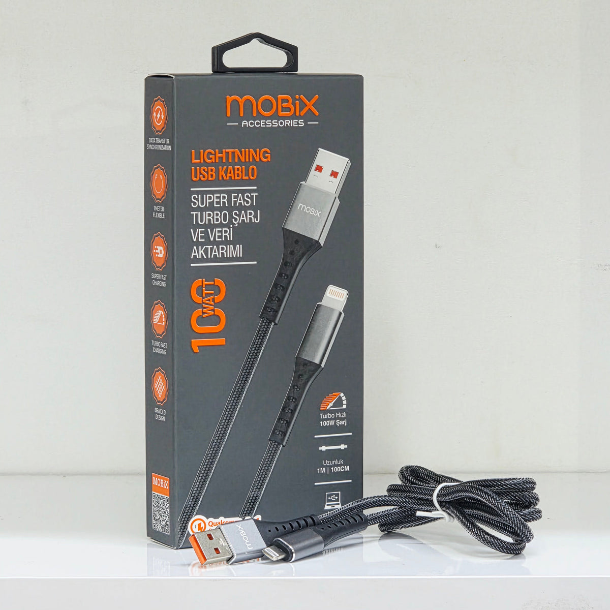 ( 10 adet ) 100W hızlı şarj ve veri aktarım kablosu 1metre MBX
