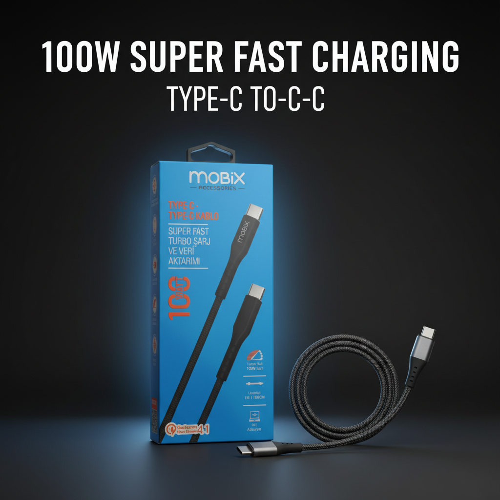 ( 10 adet ) 100W hızlı şarj ve veri aktarım kablosu 1metre MBX