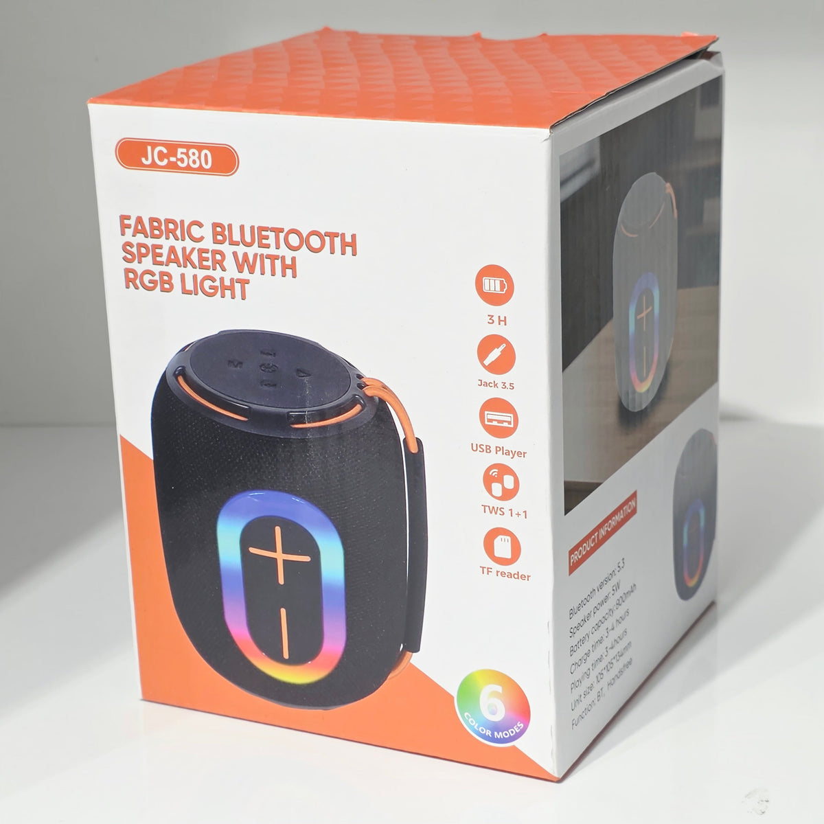 RGB Işıklı Taşınabilir Bluetooth Hoparlör, Usb Sd kart destekli JC-580 LENSUN