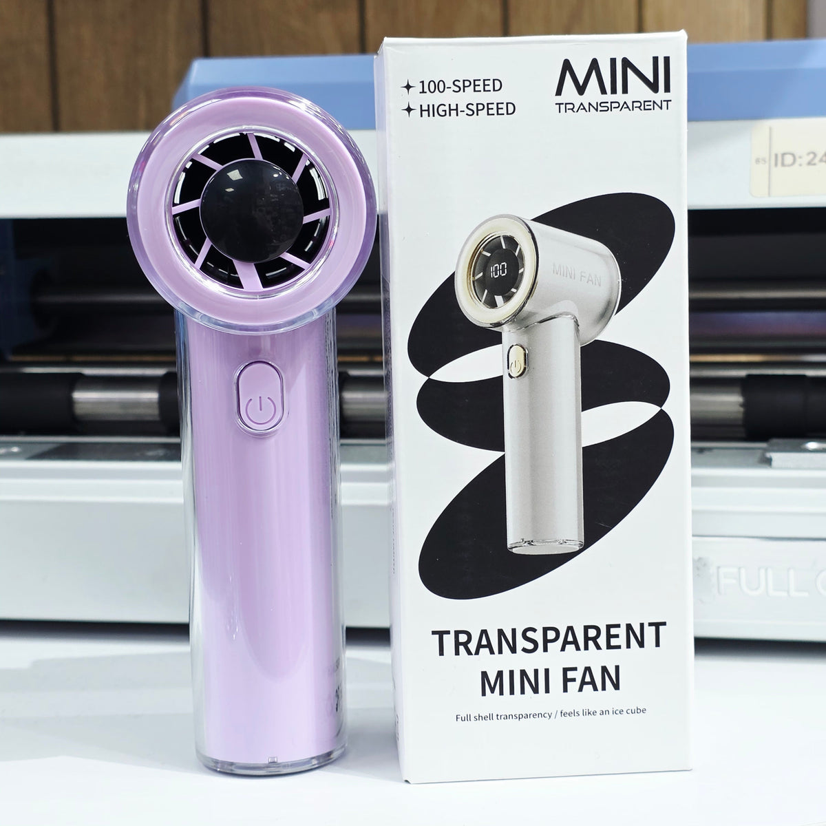 Şeffaf mini el fanı, TypeC şarjlı, 100 hızlı LENSUN