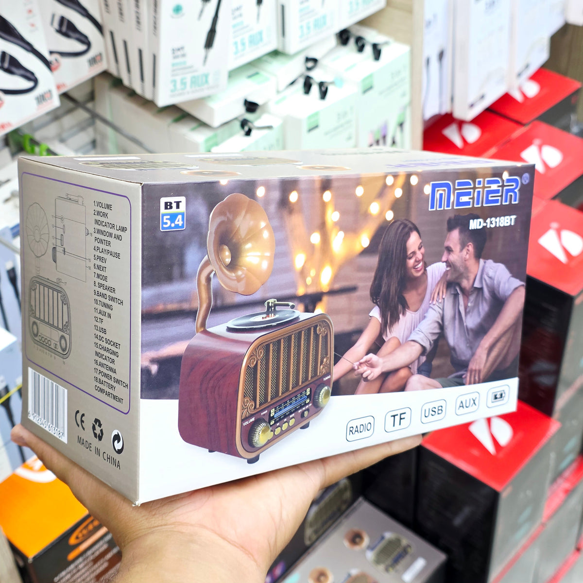 MD-1318BT nostaljik tasarımlı bluetooth hoparlör ve radyo. CARBON