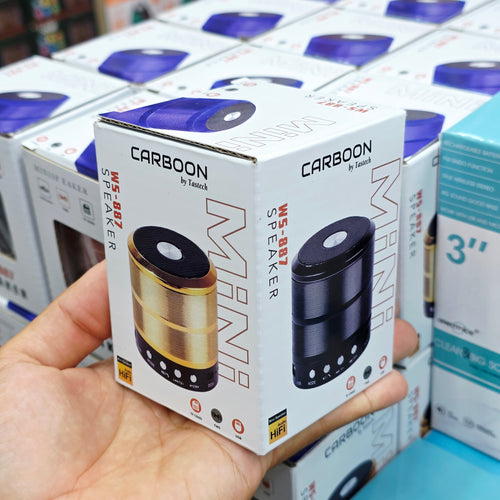 ( 3 adet ) WS-887 Şarj Edilebilir Mini Bluetooth Hoparlör FM Radyo / TF Kart Girişli CARBON