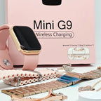 G9 Mini Kadın Akıllı Saat Rose Gold Hediye Seti - 3 Kordonlu & Kuğu Takı Aksesuar Setli Akıllı Saat (iOS ve Android Uyumlu)  TechnioTR