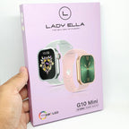 G10 Mini Kadın Akıllı Saat 41mm Süper AMOLED Ekran Taşlı Kasa Premium Tasarım (3 Kordonlu) lady ella Mstore