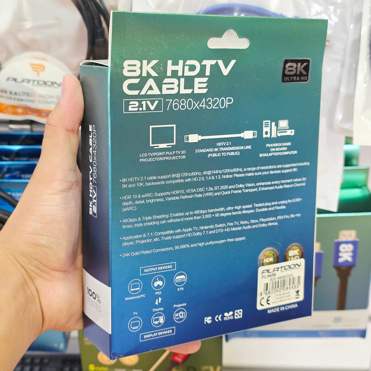 ( 5 adet ) 5metre 8K Ultra HD HDMI Kablo v2.1 - 4320p HDR Destekli Yüksek Hızlı HDTV Kablosu Platoon