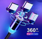( 5 adet ) X-cable 3'ü 1 arada 2a mıknatıslı metal şarj kablosu | micro usb + type-c + lightning uçlu | 360° dönebilen manyetik kablo TEKNOİST