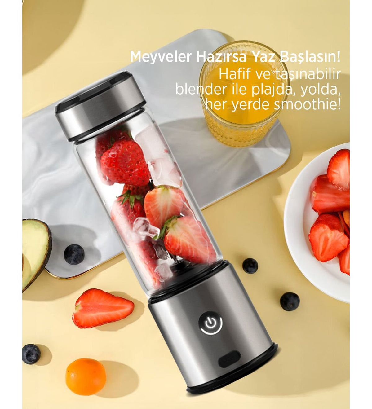 AKT Taşınabilir Şarj Edilebilir Mini Blender - BPA Free Smoothie ve Meyve Sıkacağı Mstore