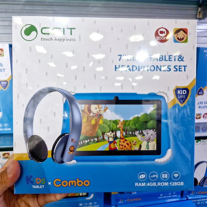 Ccıt 7" kids tablet & kulaklık seti - 4gb ram, 128gb hafıza, android 10, zoom destekli, çocuklara özel eğitim tableti APPEX