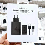 65w trio 3ü1 arada (typec 65w + typec 25w + usb 15w) çıkışlı adaptör ve typec to typec kablo hızlı şarj seti TELETEK