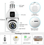 Wifi panorama Çift camera mikrofonlu 360 derece döner led ışıklı gece görüşlü full hd ampul kamera LEERFEİ
