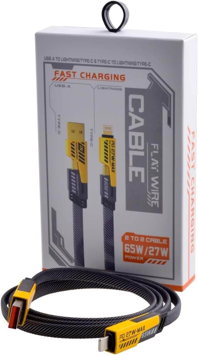 ( 5 adet ) 4ü1 arada örgülü hızlı şarj kablosu | 65w pd & 25w hızlı şarj | usb & type-c to lightning & type-c İVO