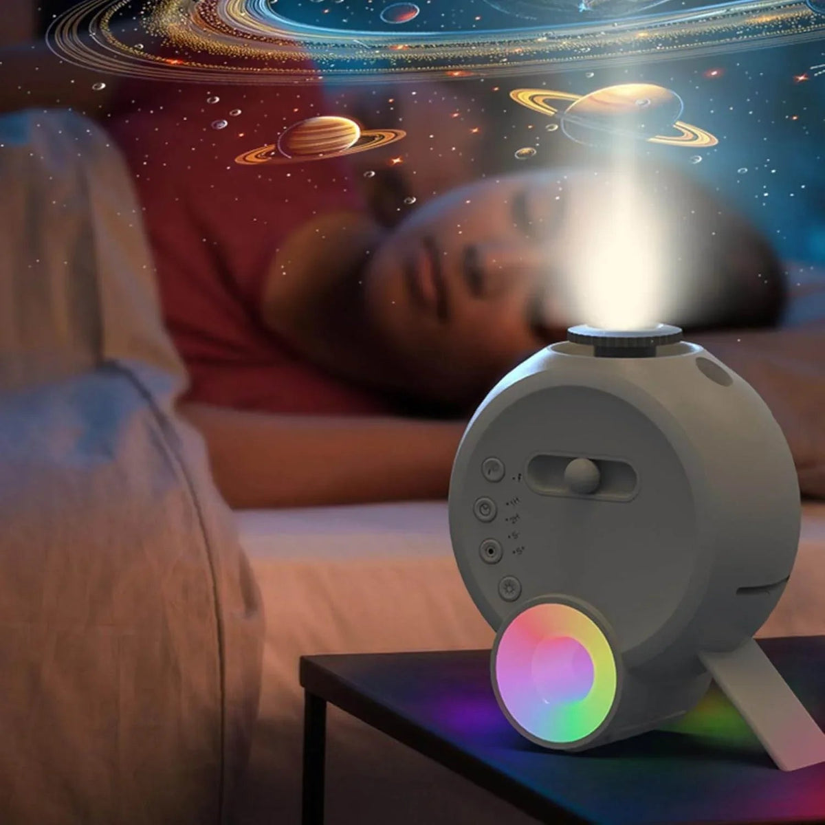 Galaxy Projektör Yıldız Gökyüzü Projeksiyon Lambası 13 Film Diski RGBCW Yatak Odası Ortam Işığı Gece Lambası BT Hoparlörler 15 Beyaz Gürültü Parçası 1H/2H/4H Uzaktan Kumanda ile Zamanlayıcı Ay TELETEK