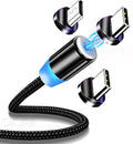 X-cable 3'ü 1 arada 2a mıknatıslı metal şarj kablosu | micro usb + type-c + lightning uçlu | 360° dönebilen manyetik kablo