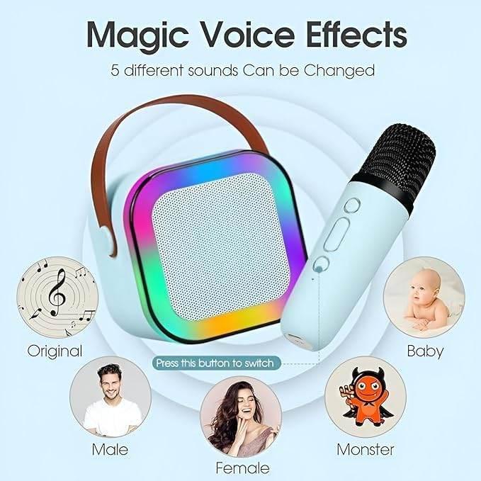 Tek karaoke mikrofonlu ışıklı bluetooth hoparlör k12 ROMM