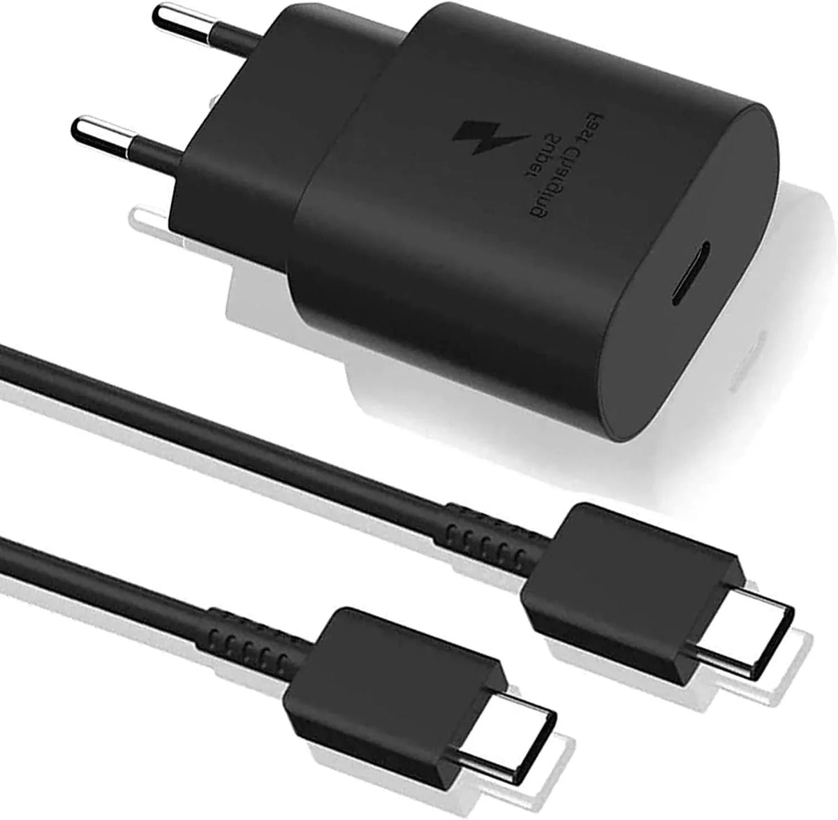 25w süper hızlı typec çıkışlı başlık adaptör ve typec to typec 1m kablo şarj set