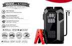 4'ü 1 Arada Taşınabilir Araç Akü Takviye Cihazı (Jump Starter) ve Dijital Hava Kompresörü - 12V Diesel Universal + el fenerli Müslüm