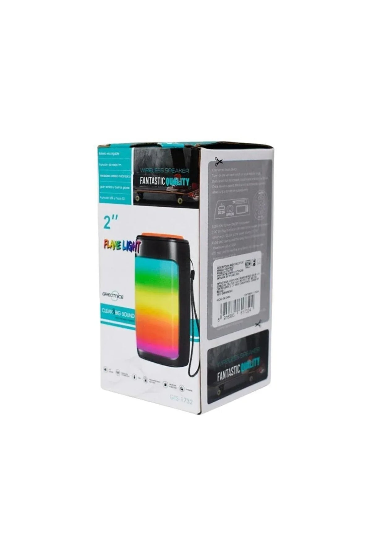 Gts-1742 flame light bluetooth speaker - 2" renkli led ışıklı kablosuz hoparlör, fantastic quality TORİMA