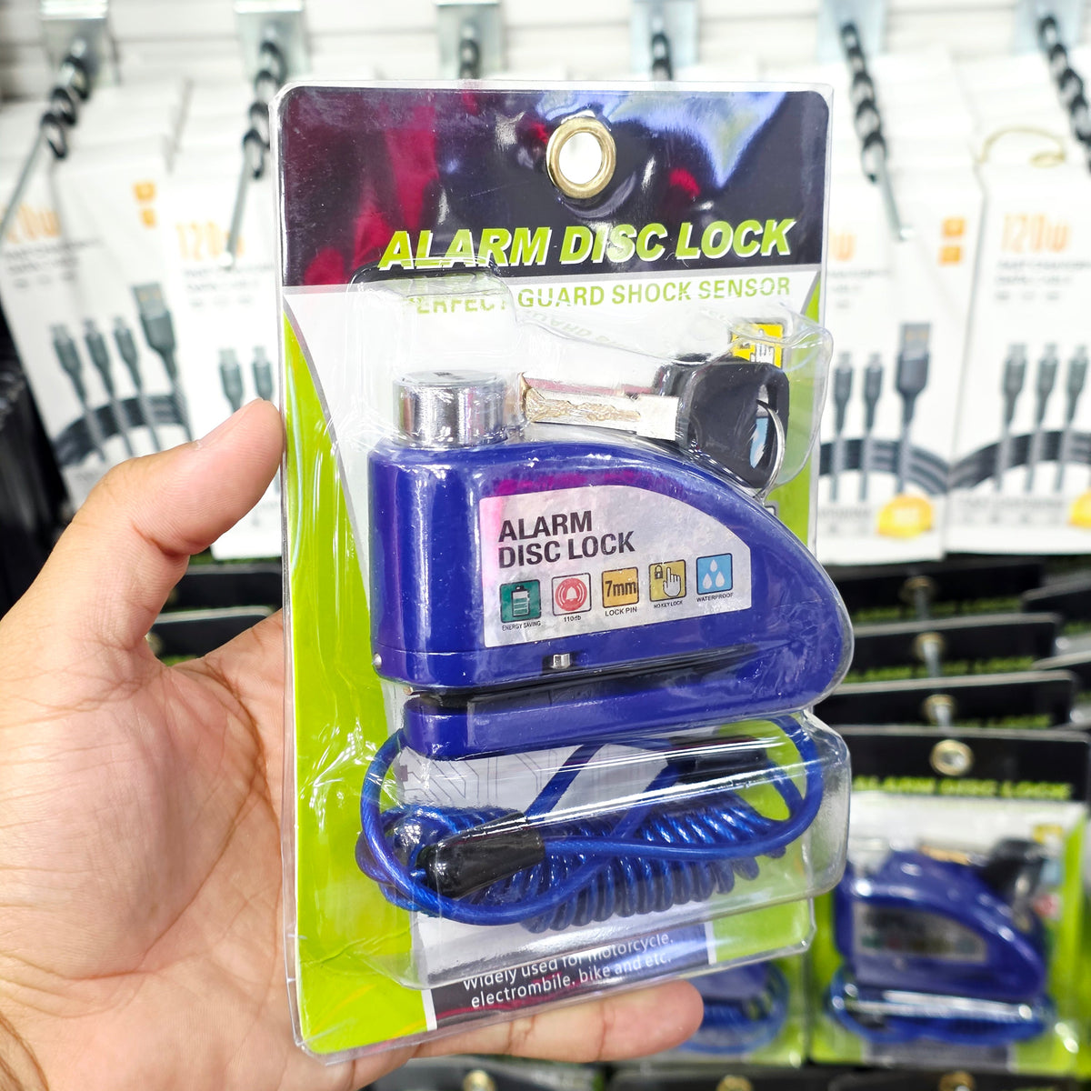 Alarmlı Motosiklet Disk Kilidi - 110 dB Sarsıntı Sensörlü Su Geçirmez Bisiklet ve Elektrikli Scooter Kilidi + Hatırlatıcı Kablo Tucci