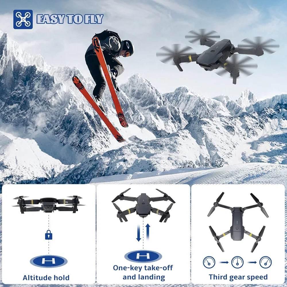 E58 4k Hd Kamerali Fly More Combo Drone Otomatik Kalkis Inis Sabit Durma ozellikli telefon yerleştirilebilir kumandalı İCON