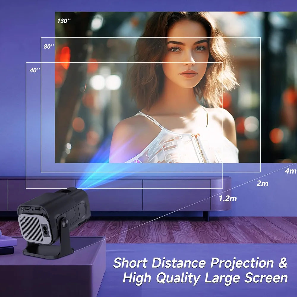 HY320 Mini 4K Destekli Akıllı Taşınabilir Projeksiyon Cihazı - Android 11, Dual WiFi 6, Bluetooth 5.0 Siyah Ev Sineması Ev Tipi Projektör Müslüm