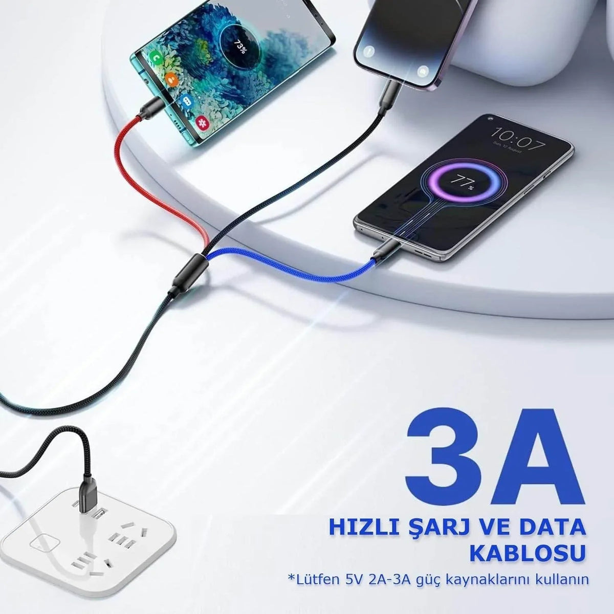 ( 5 adet ) 3ü1 arada usb typec micro lightning şarj ve veri aktarım kablosu 1,2 m TORİMA