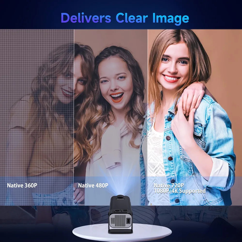 HY320 Mini 4K Destekli Akıllı Taşınabilir Projeksiyon Cihazı - Android 11, Dual WiFi 6, Bluetooth 5.0 Siyah Ev Sineması Ev Tipi Projektör Müslüm