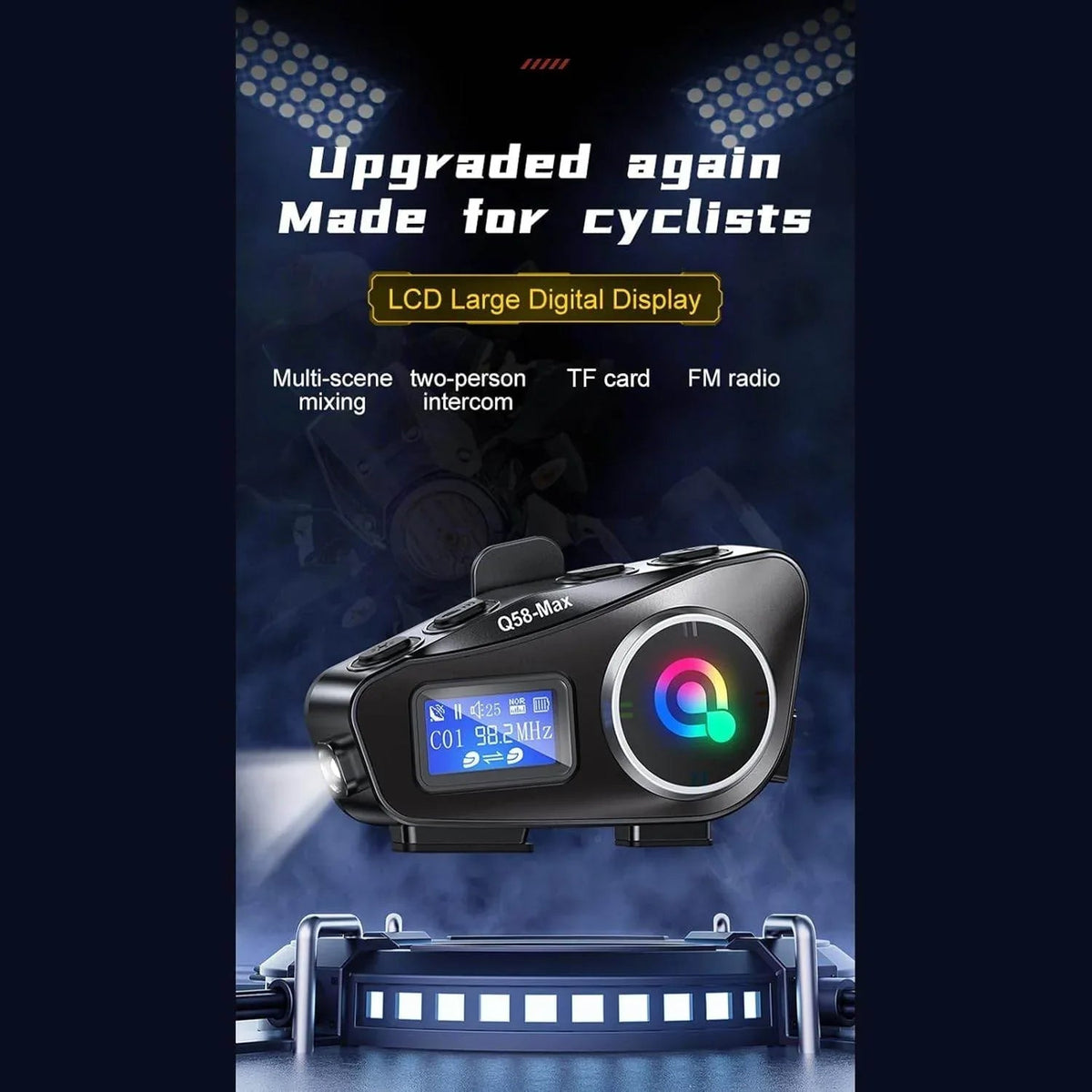 Q58 Max Kablosuz Motosiklet İnterkom Kulaklık Gürültü Engelleme, radyolu 2 Sürücü için 500M İçinde canlı telsiz Konuşur 5,3v bluetooth su geçirmez - G6P LEERFEİ