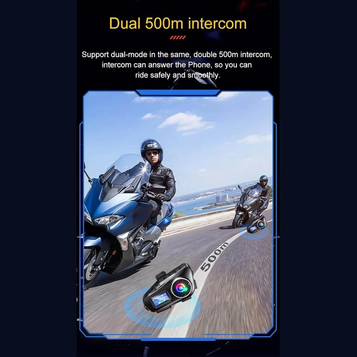 Q58 Max Kablosuz Motosiklet İnterkom Kulaklık Gürültü Engelleme, radyolu 2 Sürücü için 500M İçinde canlı telsiz Konuşur 5,3v bluetooth su geçirmez - G6P LEERFEİ