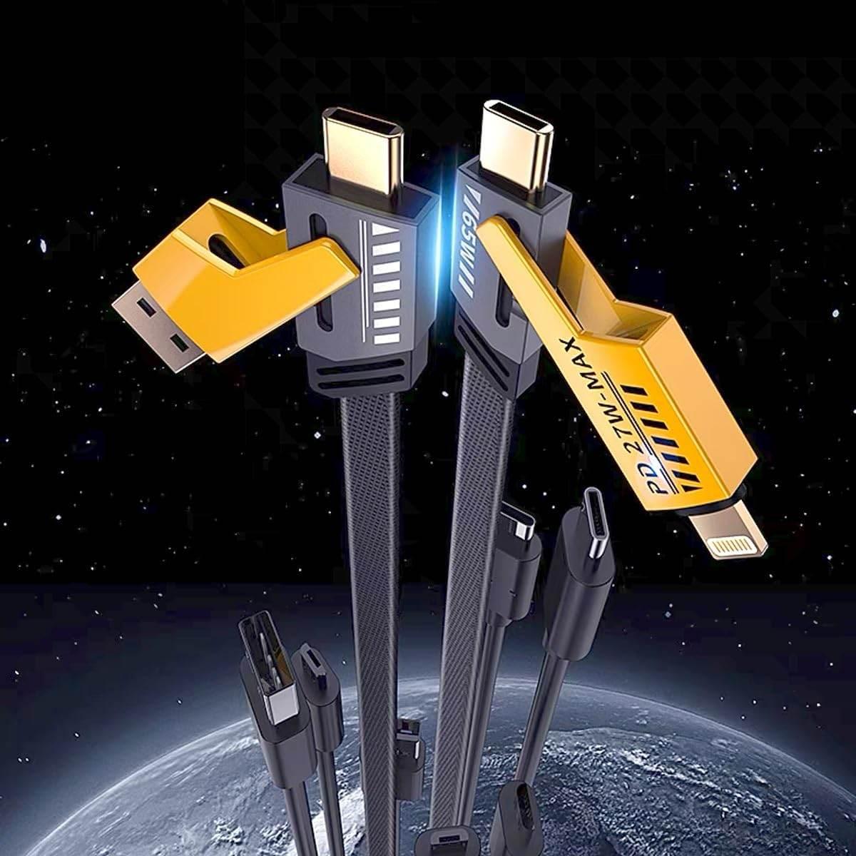 ( 5 adet ) 4ü1 arada örgülü hızlı şarj kablosu | 65w pd & 25w hızlı şarj | usb & type-c to lightning & type-c İVO