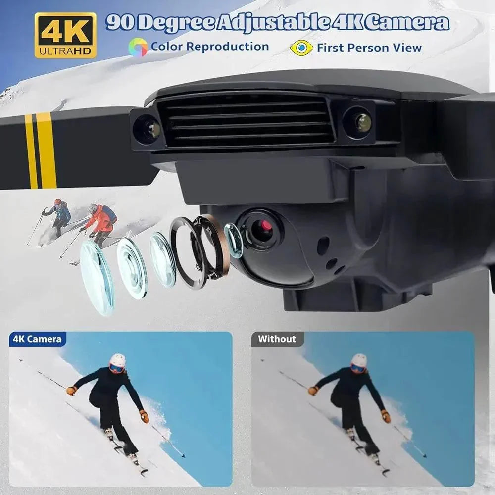 E58 4k Hd Kamerali Fly More Combo Drone Otomatik Kalkis Inis Sabit Durma ozellikli telefon yerleştirilebilir kumandalı İCON
