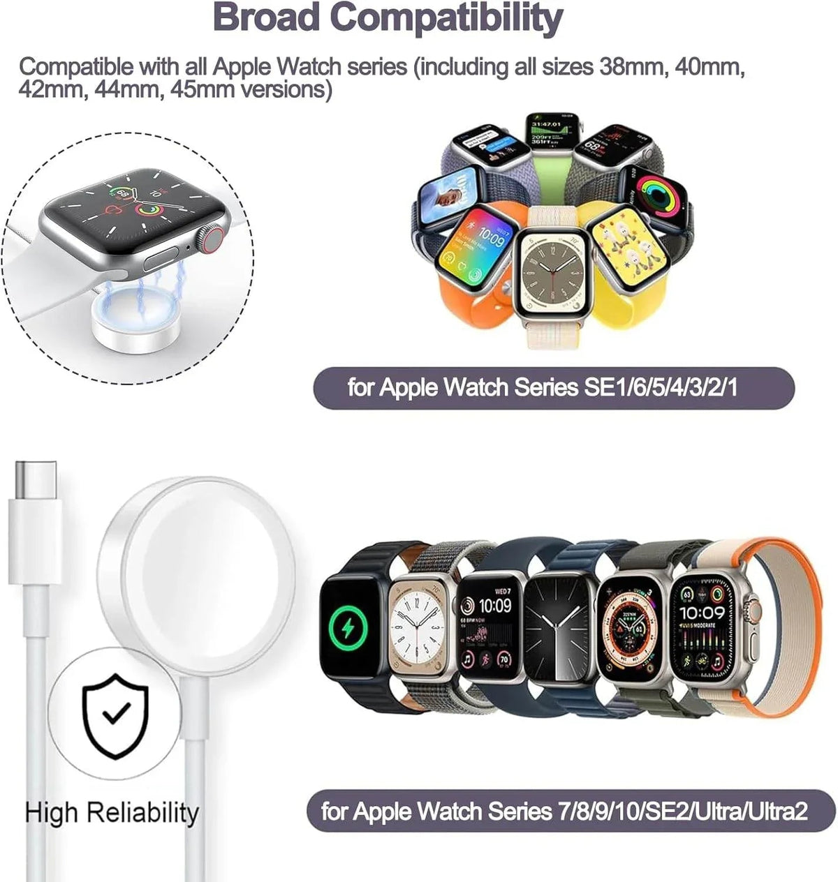 TypeC girişli manyatik akıllı saat watch hızlı şarj cıhazı TELETEK