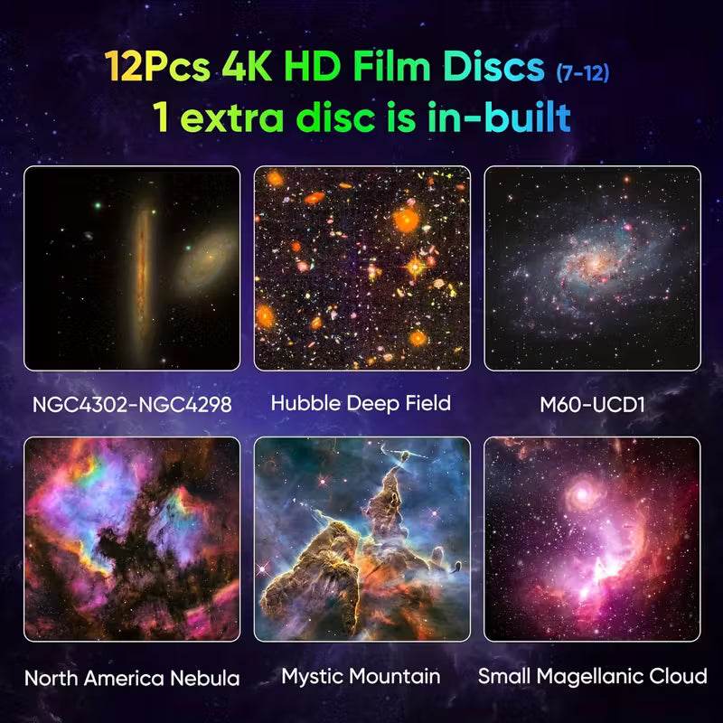 Yıldızlı Gökyüzü Galaksi Projektörü, Film Şeridi Filmi ile LED Işık Gösterisi, 360° Dönüş, 3 Düğmeli Kontrol, USB Güç Kaynaklı, Ev ve Parti Kullanımı, Yatak Odası, Oyun Odası, Tavan Dekorasyonu için WEARFİT