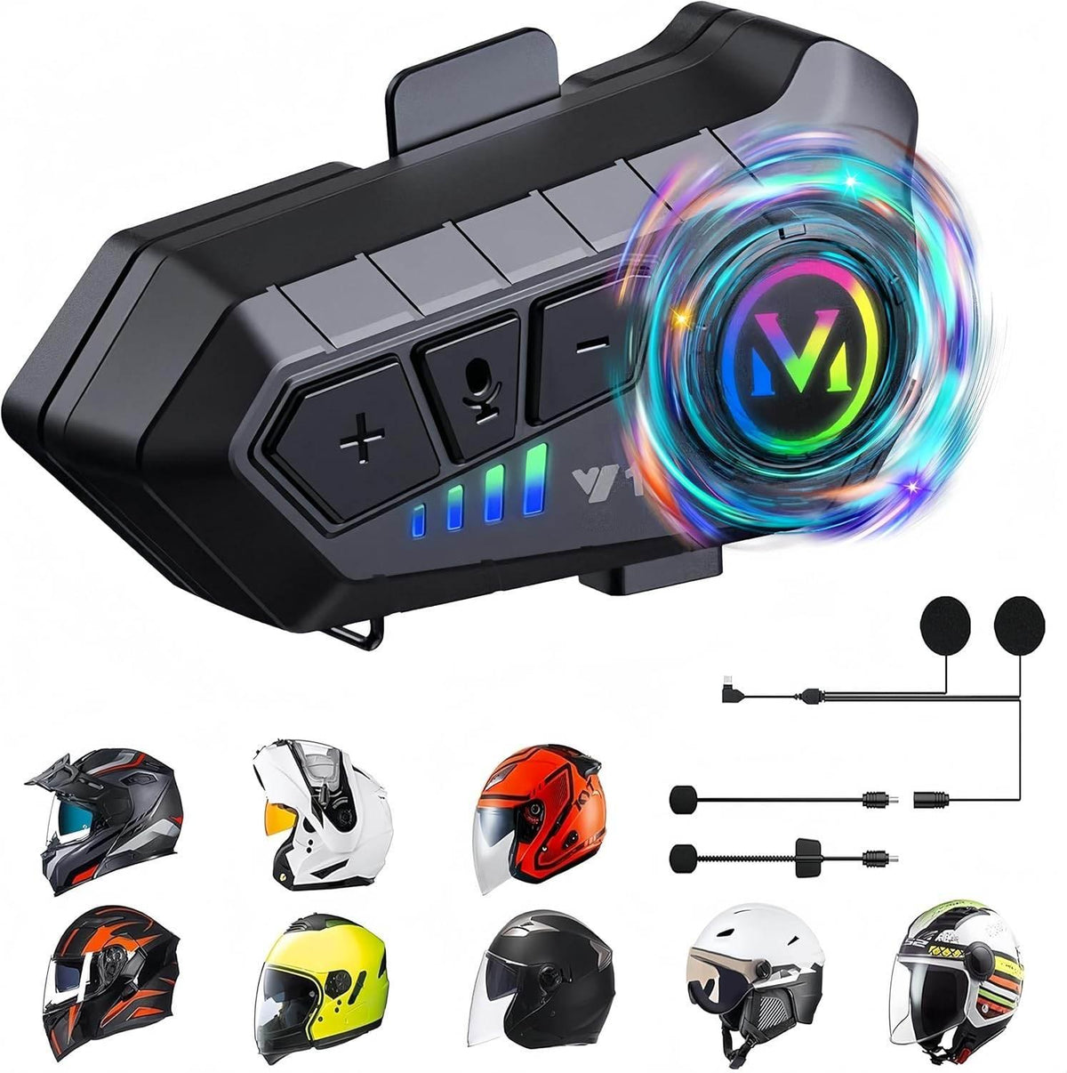Y10 su geçirmez kask intercom bluetoothlu stereo rgb ışıklı universal İMEX