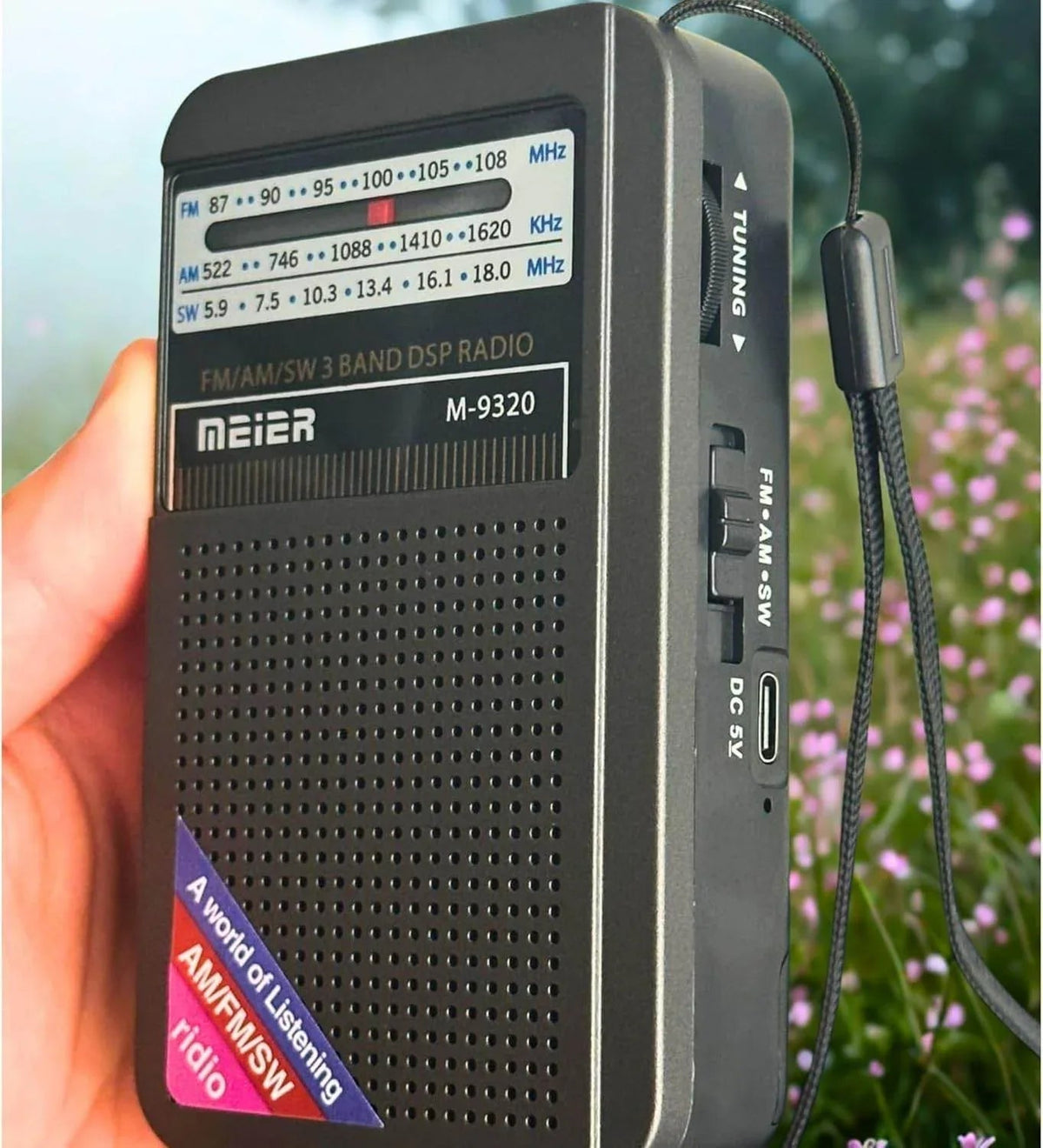 Meier m-9320 minimalist cep radyo fm/am/sw usb sarj edilebilir kulaklık takılabilir CARBON