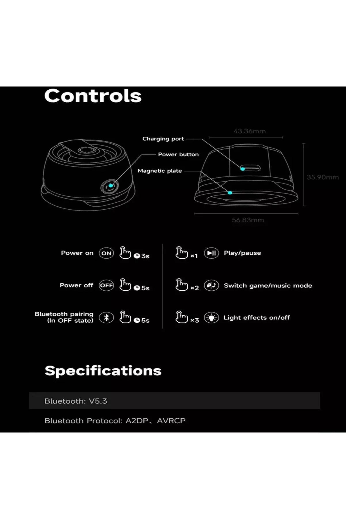 Magnetik mini hoparlör telefon arkasına yapışan wireless speaker d39 TORİMA