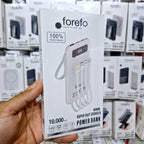 10,000 mah dahili kablolu, led göstergeli 22,5w hızlı şarj destekli taşınabilir powerbank kx-110 FOREFO