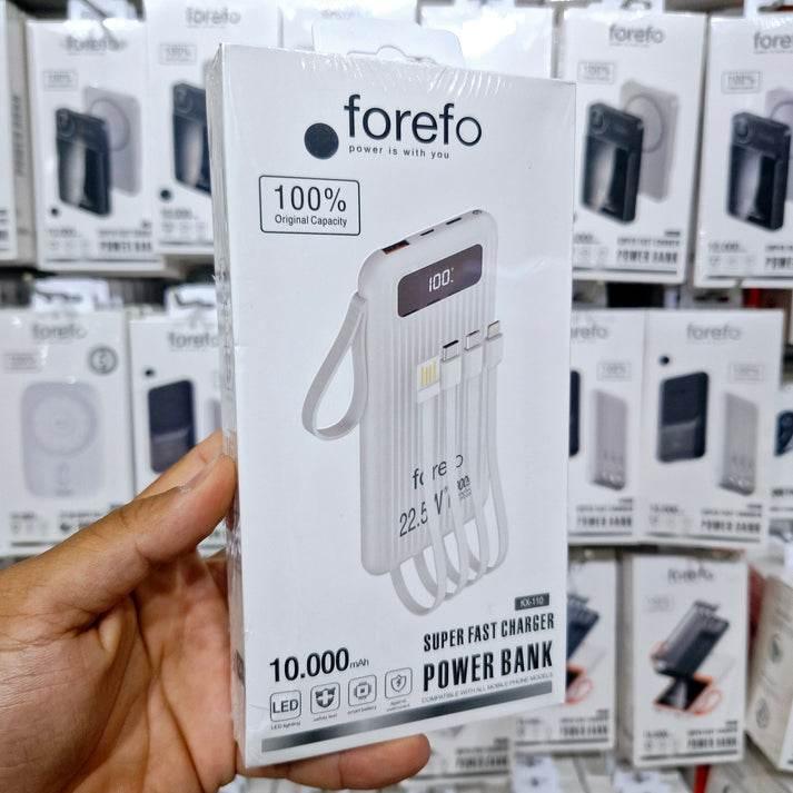 10,000 mah dahili kablolu, led göstergeli 22,5w hızlı şarj destekli taşınabilir powerbank kx-110 FOREFO