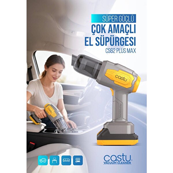 Castu Cs62 Plus Max 20000Pa Yüksek Emişli Kablosuz Şarjlı El Süpürgesi - 48000RPM Motorlu Çok Amaçlı Üfleme ve Şarjlı Süpürge LENSUN