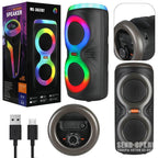 Ms-3637bt ışıklı bluetooth hoparlör – çift 4 inç, mikrofonlu, taşınabilir ROMM