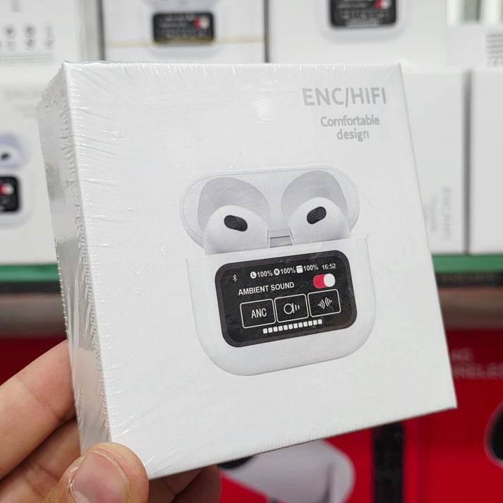 Ekranlı Air 3,nesil ANC ENC modlu mikrofonlu dokunmatik kulak içi bluetooth kulaklık t12 TELETEK