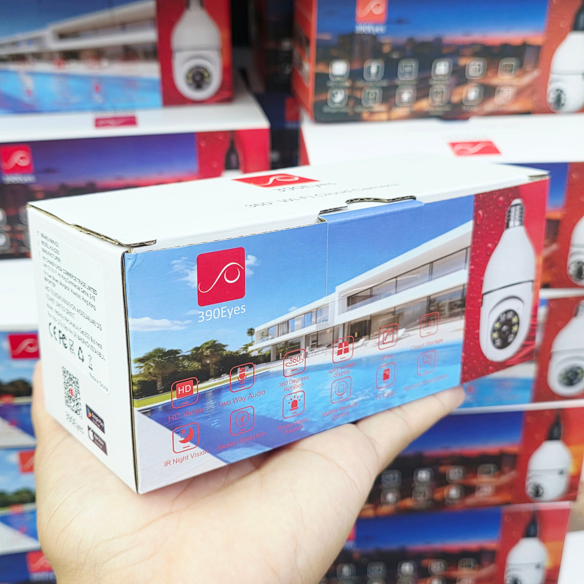 Wifi panorama camera mikrofonlu 360 derece döner led ışıklı gece görüşlü full hd ampul kamera APPEX
