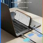 Orjinal 240w metal standlı TypeC - TypeC kablo 1,50m hasır şarj kablosu KolayMagza KM Technology