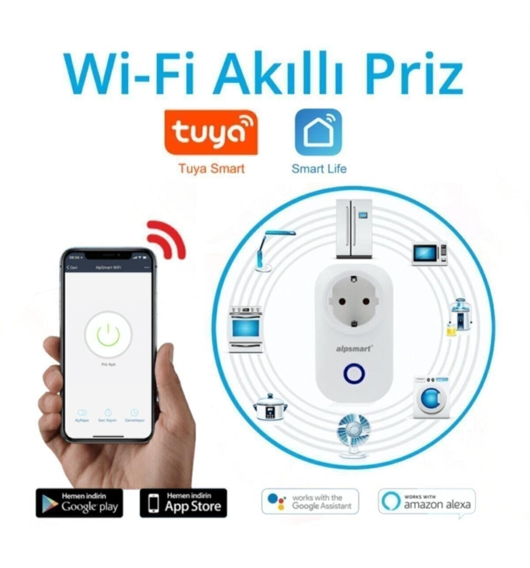 Akıllı Wi-Fi Priz 16A 3500W - Uzaktan Kontrol, Zamanlayıcı ve Sesli Komut Desteği (Ateşe Dayanıklı) Galio