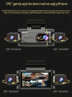 4 Kameralı 360° Döngüsel Kayıt Full HD 1080p Araç İçi Kamera - WiFi Cam, park modlu, Gece Görüşlü WDR Teknolojisi ve Yol Kayıt Cihazı Müslüm