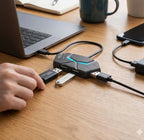 ( 5 adet ) Gaming 4 Port USB 2.0 Çoklayıcı Hub - 7 Renk LED Işıklı 60cm Kablolu Oyuncu USB Hub KolayMagza KM Technology - Toptan Telefon Aksesuarları