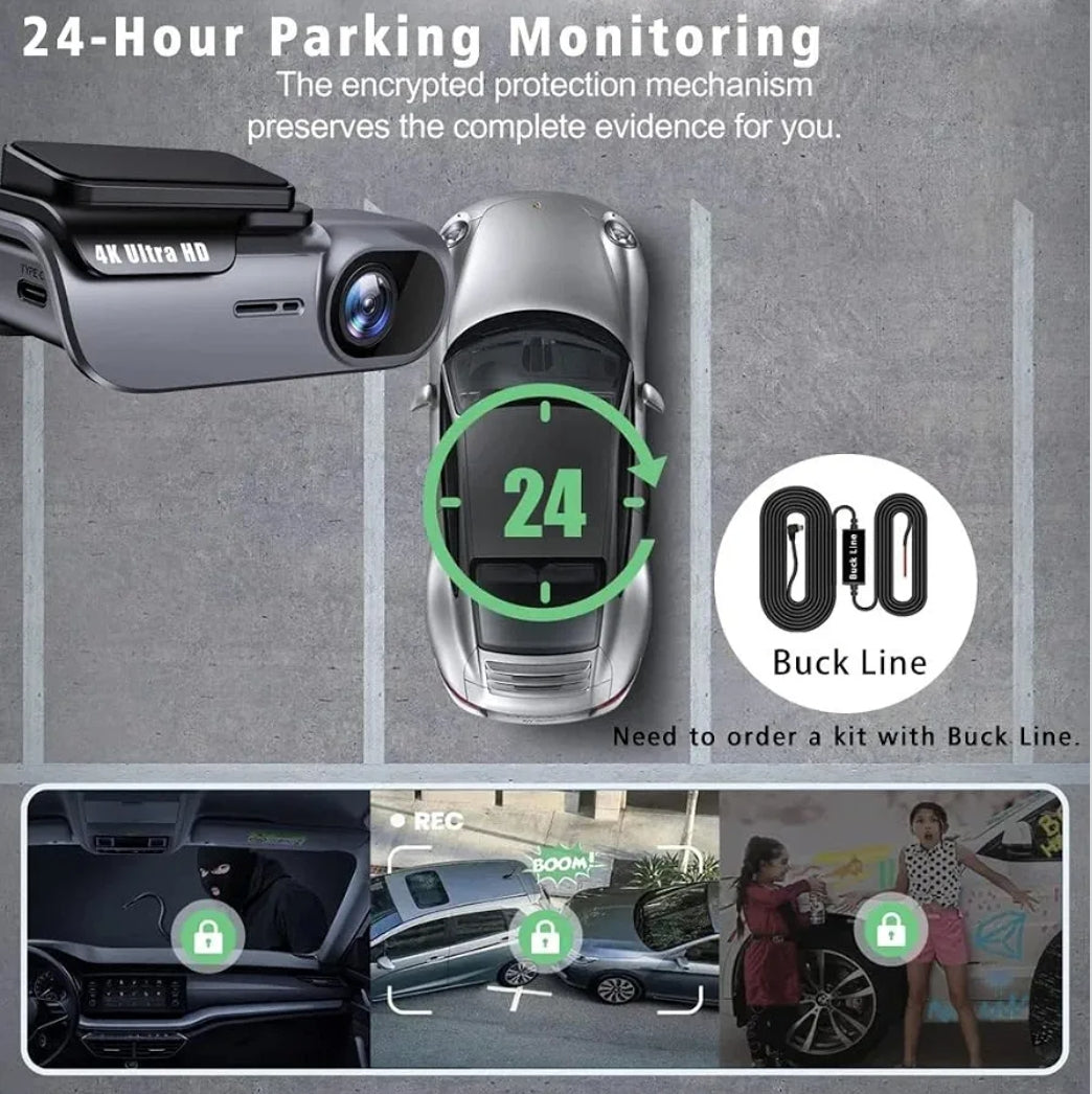 4K Ultra HD Akıllı Araç İçi Kamera - Wi-Fi Bağlantılı, 24 Saat Park Monitörlü, Gece Görüşlü ve Döngüsel Kayıt Özellikli Sürüş Kayıt Cihazı (Dash Cam) KolayMagza KM Technology - Toptan Telefon Aksesuarları