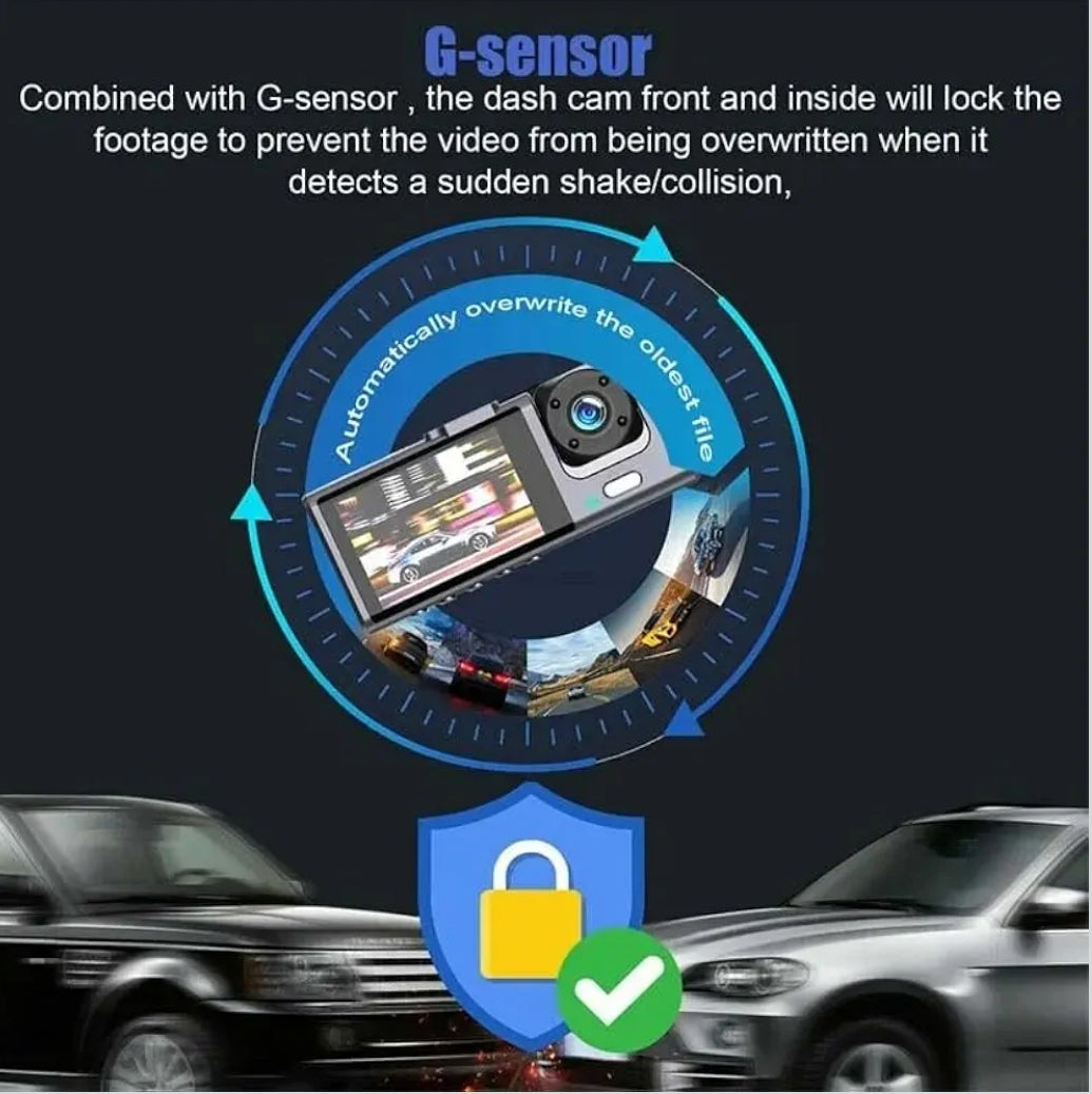 Black Box Traffic Recorder Full HD 1080P Wi-Fi Destekli 3 Kameralı Akıllı Sürüş Kayıt Cihazı ve Araç İçi Kamera Seti POLYGOLD